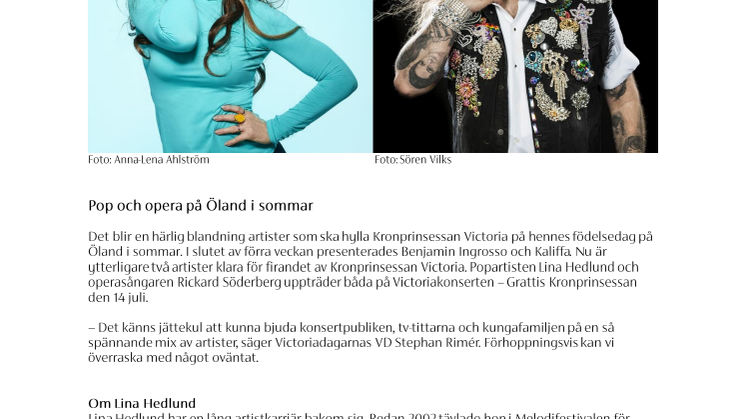 Ytterligare två artister klara för Victoriakonserten