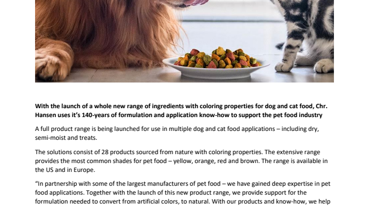 ‘Felix’ and ‘Fido’ are in for a treat: colors sourced from nature for pet food