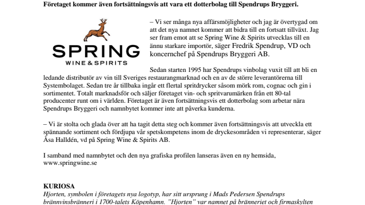 Spendrups Vin blir Spring Wine & Spirits