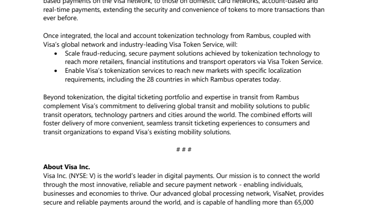 Visa vahvistaa digitaalista osaamistaan - ostaa Rambuksen maksuportfolion