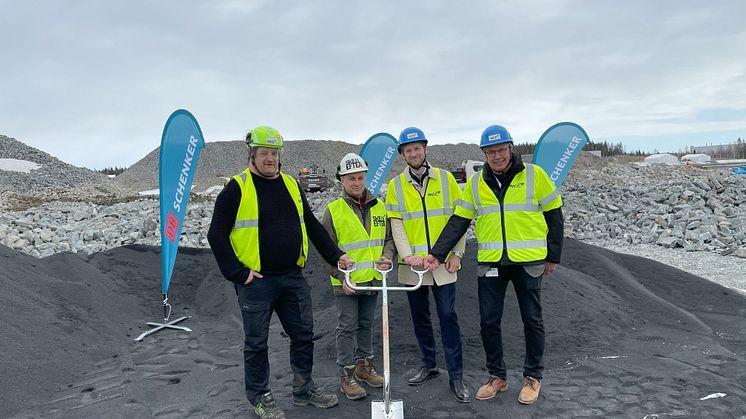 Peder Dahlberg, NCC Building Sverige, Lorents Burman, kommunalråd i Skellefteå, Viktor Strömblad, Head of Land på DB Schenker och Lars Konradsson, Branch manager på DB Schenker