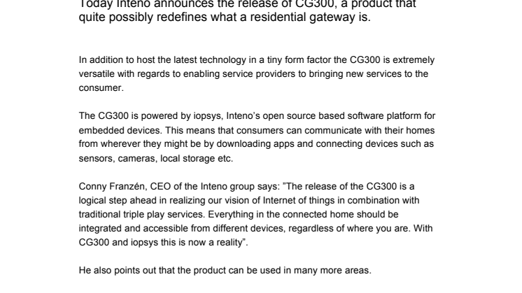CG300 fulfills your smart home vision