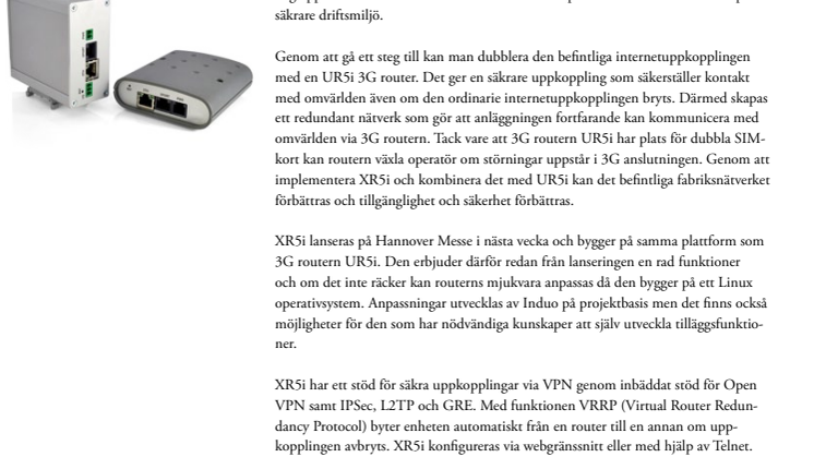 Ny router säkrar fabriken