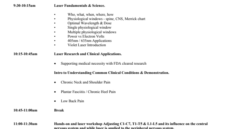 Agenda för Back to Balance seminarie London