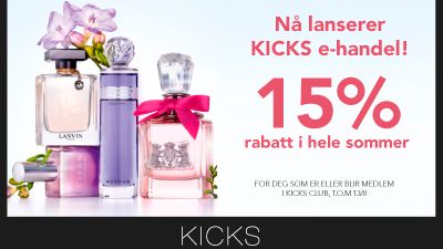 Nå lanseres KICKS e-handel! 15% rabatt i hele sommer på kicks.no!