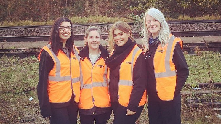 Driving change: Great Northern trainee drivers (left to right) Faye Lartey, Sophie Toy, Holly Tidd, and Kirsty Merrington 