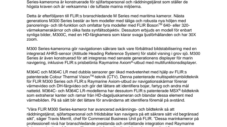 FLIR lanserar M300 Series marinkameror