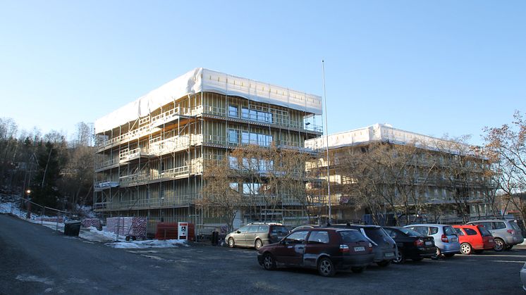 Bygging studentboliger Hønefoss vinteren 2016