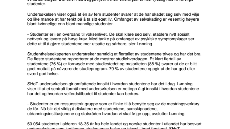 ​Hver fjerde student sliter psykisk