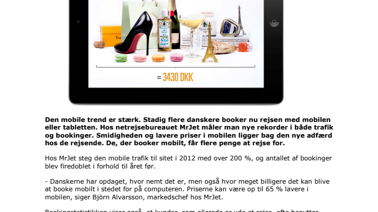 Firedobbelt stigning i mobile rejsebookinger