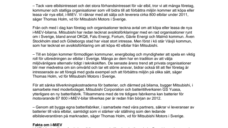 Mitsubishis elbil först ut i Sverige