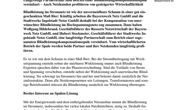 Bayernwerk und Stadtwerke Ingolstadt sagen Blindleistung den Kampf an