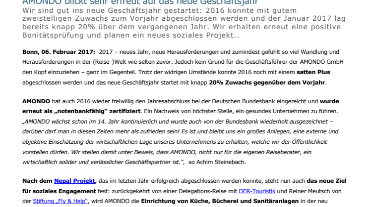 Zweistelliger Zuwachs und neue Projekte - AMONDO blickt erfreut in die Zukunft