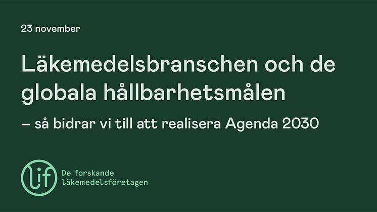 Pressinbjudan: Läkemedelsföretagens arbete med de globala målen