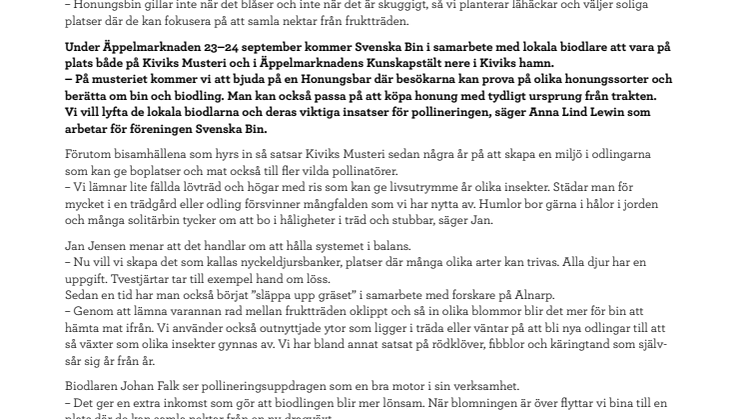 Utan bin inga äpplen  – Kiviks Musteri satsar på pollinatörerna