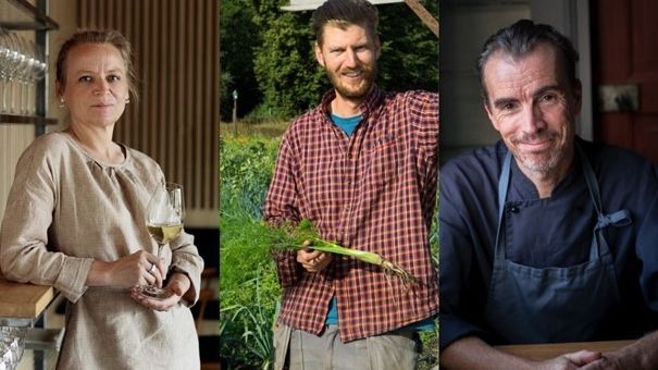 Förra årets vinnare i 100% Cirkulärt 2020: Agneta Green – Oaxen Krog&Slip, Niklas Karlsson – Rosendals Trädgård, Patrik Sewerin – Gunnebo Slott.