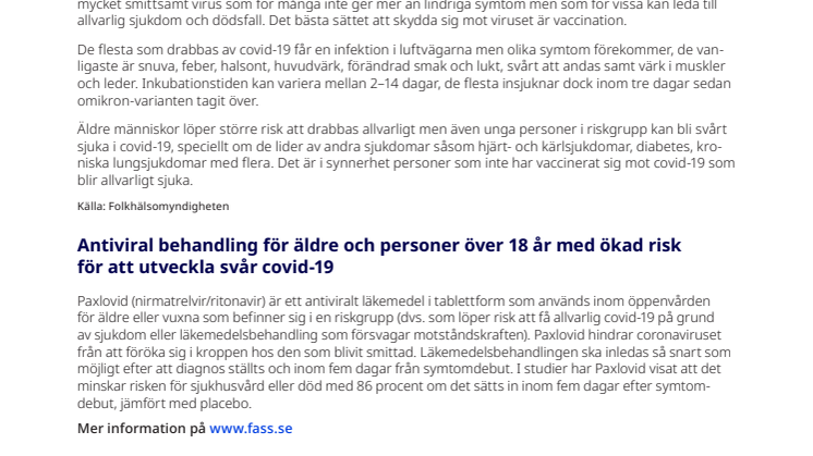Faktablad om Covid-19