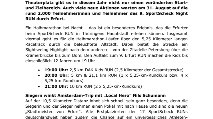 „Neuer Startplatz“ für den Night RUN in Erfurt