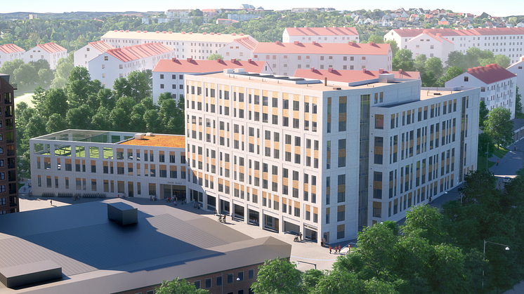 På taket monteras solceller som minskar energinettot. Visionsbild: What! Arkitektur 