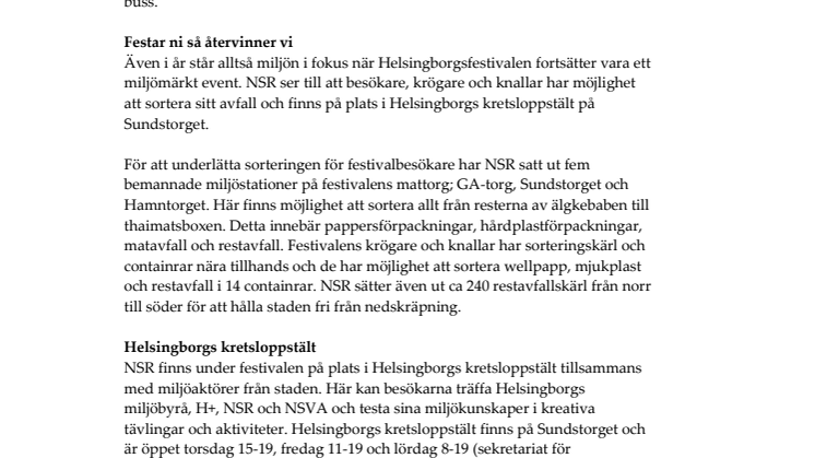 Det är lätt att sortera rätt under Helsingborgsfestivalen