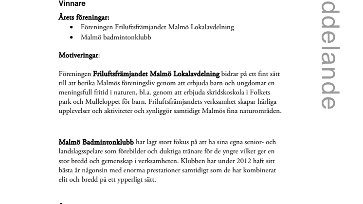 Vinnare: Årets förening och Årets eldsjäl 2012