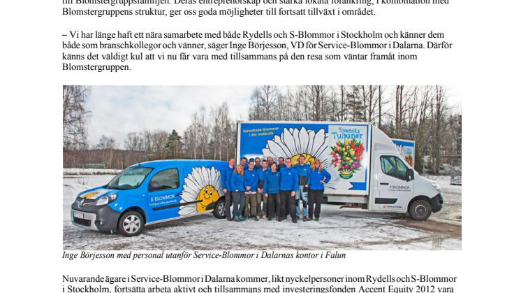 Blomstergruppen växer genom förvärv av Service-Blommor i Dalarna