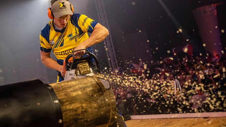 Ferry Svan under VM i Prag 2019. Foto: STIHL TIMBERSPORTS®