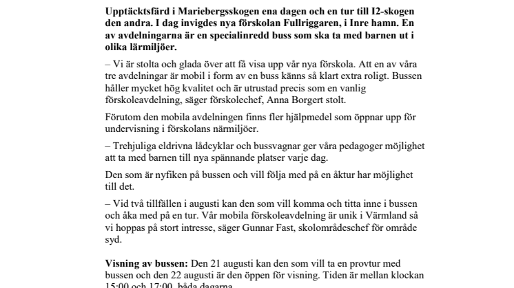 Värmlands första rullande förskola är invigd 