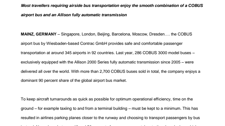 COBUS 3000 and Allison Transmission: smooth and safe transport to the aeroplane