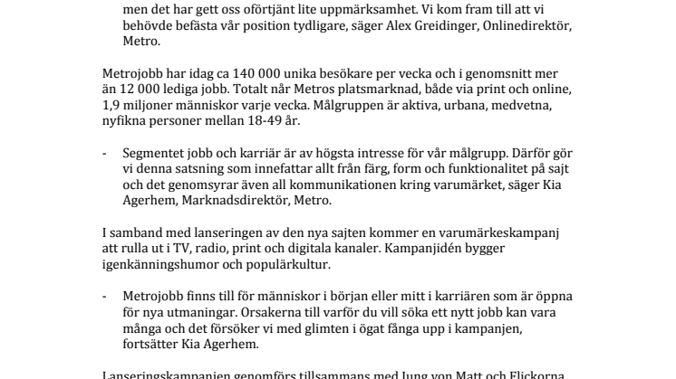 Relansering av Metrojobb