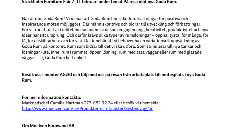 Moelven Eurowand tar sikte på nya Goda Rum