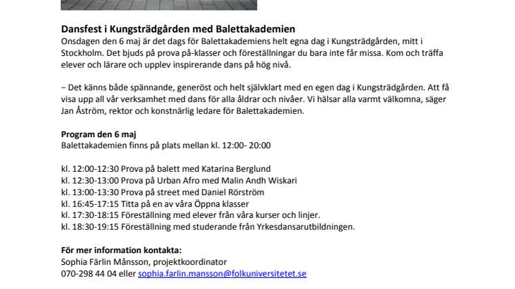 Dansfest i Kungsträdgården med Balettakademien