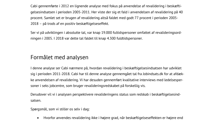 Analyse: Revalidering som vej til varig beskæftigelse