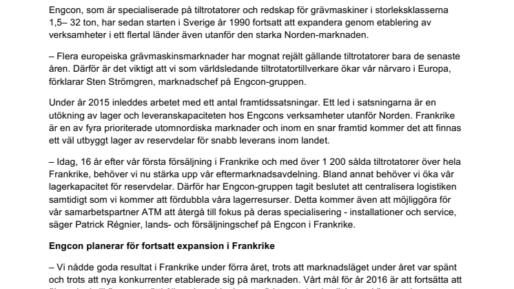 Engcon öppnar nytt kontor och anställer fler i Frankrike 