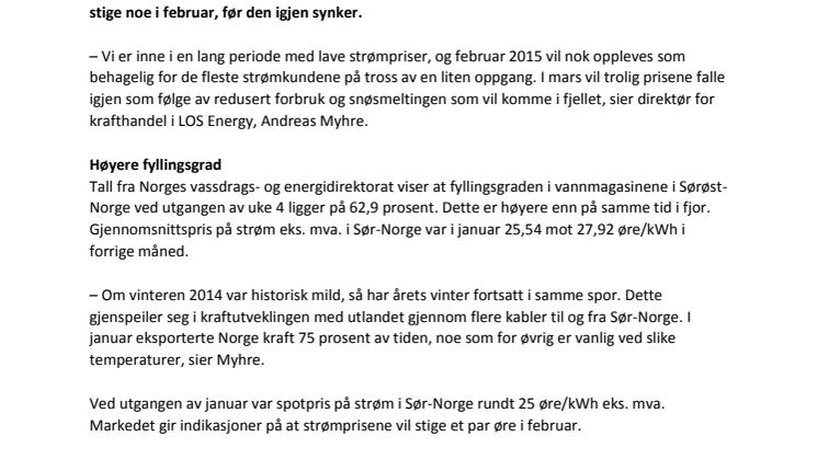 Strømprisen opp i februar før den faller igjen