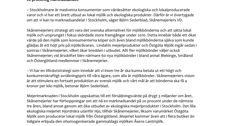 Skånemejerier expanderar i Stockholm