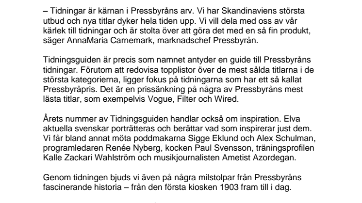 Pressbyråns Tidningsguide är här!