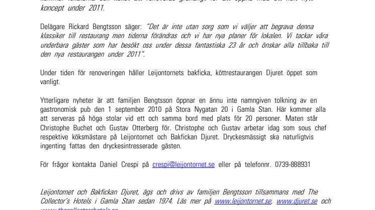Sista våren för Leijontornet