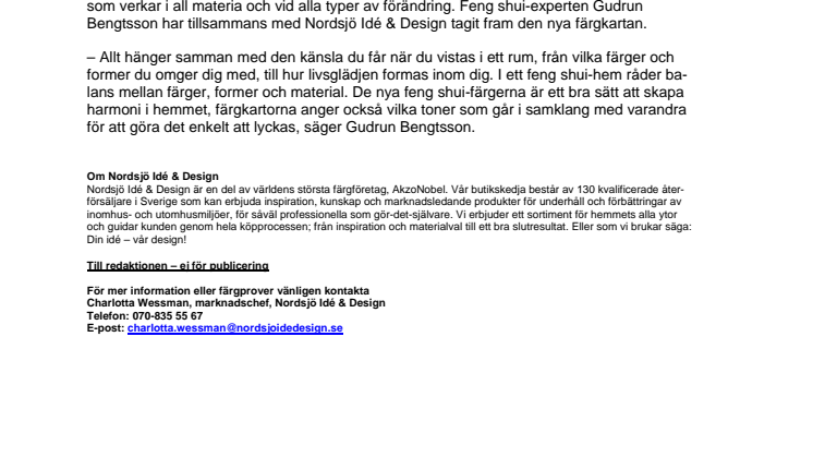 Nordsjö Idé & Design presenterar ny färgkarta: Skapa hem i harmoni och balans med feng shui