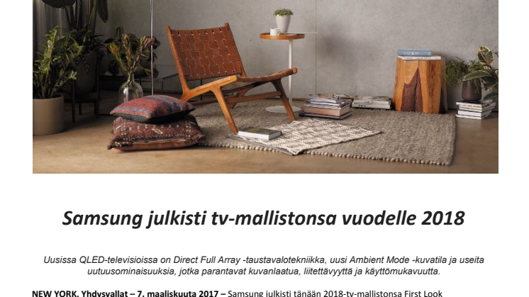 Samsung julkisti tv-mallistonsa vuodelle 2018