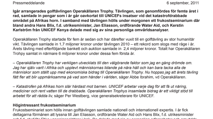 Operakällaren slår ett slag för välgörenhet!