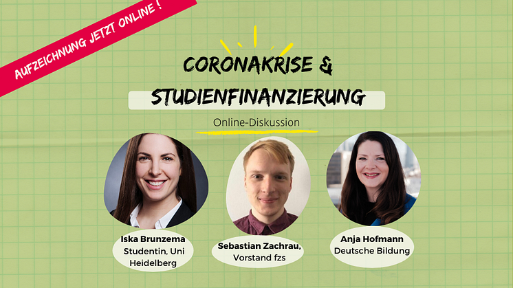 Online-Diskussion: Studienfinanzierung in der Coronakrise