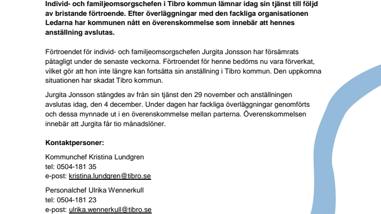 Överenskommelse tecknad mellan Tibro kommun och IFO-chef