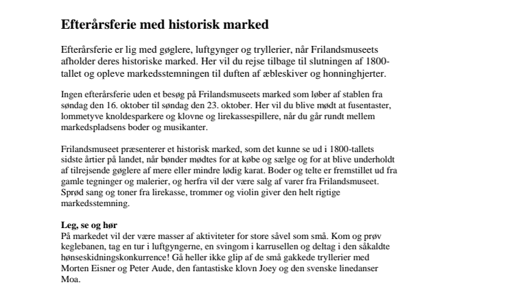 Efterårsferie med historisk marked