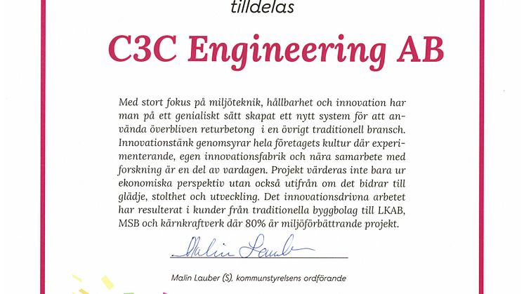 Växjö kommuns Innovationspris 2023_C3C Engineering