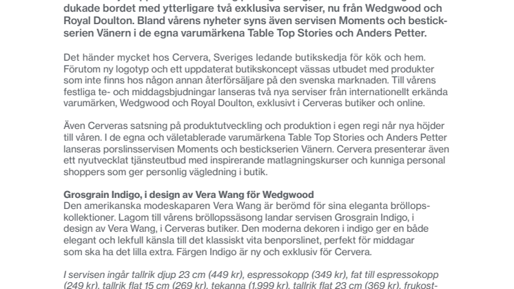 Cerveras servisavdelning utökas med internationella designvarumärken 