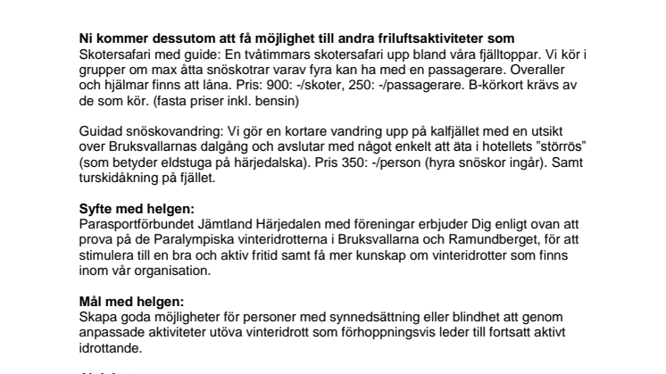 Vinterparalympiskt läger för synskadade ungdomar i Funäsfjällen