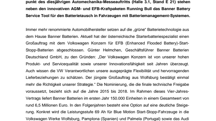 Banner Batterien auf der Automechanika 2014