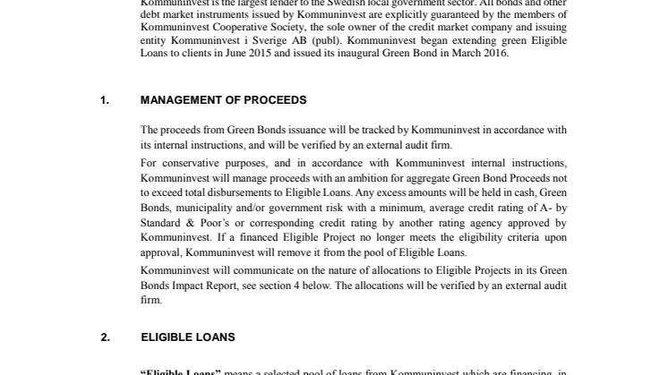 Kommuninvest updates its Green Bonds framework