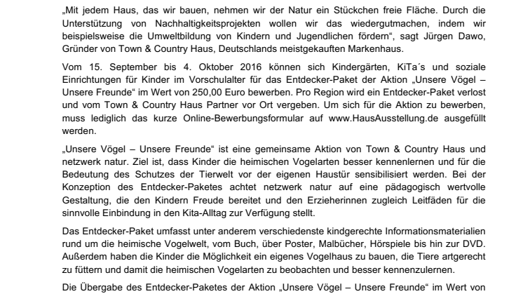 „Unsere Vögel – Unsere Freunde“ – Jetzt bewerben und Entdecker-Paket gewinnen!